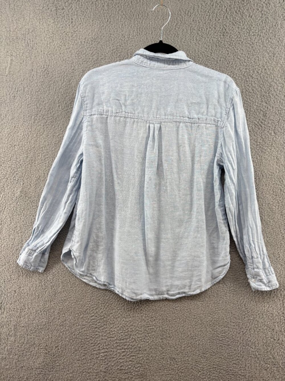 H&M 100% Linen Light Blue Button Down Shirt Minimalist Blouse M - Picture 3 of 11